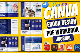 use canva to design a bulk workbook, ebook, pdf lead magnets cookbook in 12hours