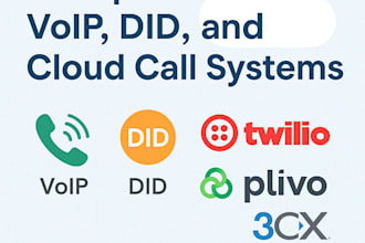 set up voip, did, and cloud call systems with twilio, plivo, 3cx