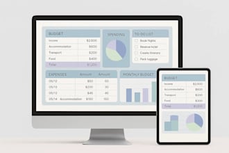design excel google spreadsheet dashboard for adhd travel finance budget planner