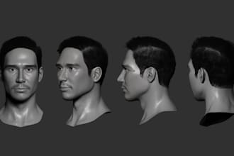 sculpt realistic 3d head, 3d bust, 3d face, 3d full body model, 3d printing