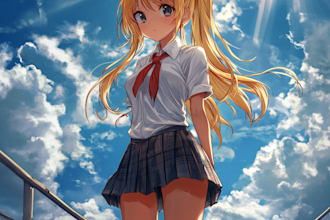 draw anime illustration, anime character vtuber, fanarts