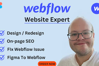 entwerfe oder entwickle eine webflow website, figma zu webflow, webflow experte