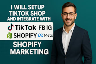 setup tiktok shop and integrate with shopify, fb, ig, meta ads shopify marketing