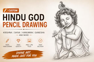 draw custom hindu god pencil sketch portrait