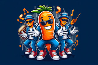 create drawing group dance mascot logo with text with any file