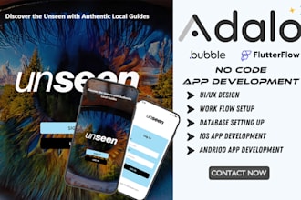 design and develop custom mobile app using adalo, flutter flow or bubble io