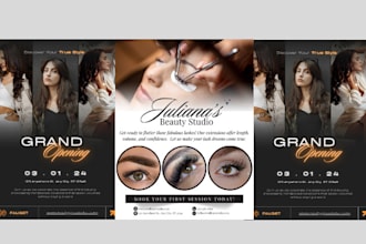 design hair extension, lash extension beauty flyer spa flyer and brochure