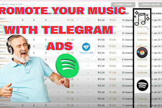promote spotify music youtube music to 20m USA audience by telegram ads spotify