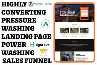design pressure washing landing page cleaning power washing website sales funnel