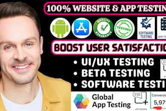 do app testing and website testing QA, iphone, ipad and android user testing