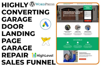design garage door landing page garage door website garage repair sales funnel