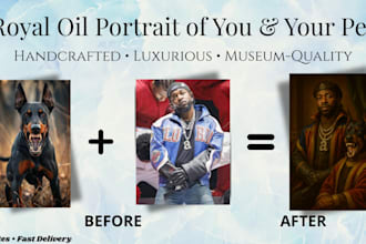 turn your photo into a royal oil painting with your pet