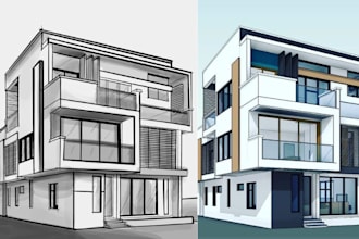 draw architectural building sketches, diagram, concept, collages, and renderings