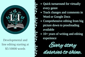 edit anything from short stories to full novels