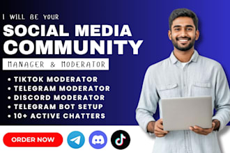 be your community manager, telegram moderator tiktok social media crypto project