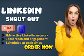 shoutout content with influence 2 million linkedin audience, promote, marketing