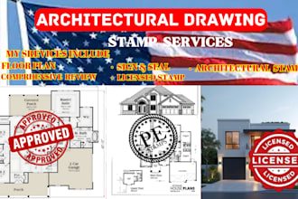 provide license civil and structural city permits drawings, pe stamp, ca, ut, tx