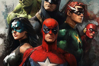 concept art superhero character design for comics arts
