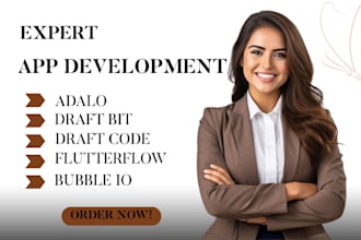 develop website, or app with bubble io,flutter mobile app, webflow,adalo