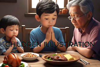 illustrate children storybook with stunning 3d kids illustrations and book cover