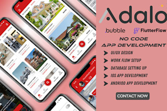 publish, design, and develop mobile apps on adalo, flutterflow, bubble io