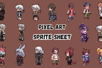 create pixel art, sprite sheet, nft animation, fakemon, game assets character