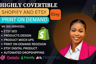 design shopify etsy digital product print on demand printful printify etsy shop