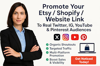 promote shoutout share etsy shopify website link to twitter ig yt pin audience