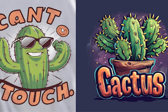 design cartoon t shirt cactus logo