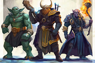 draw your dnd group party illustration or oc