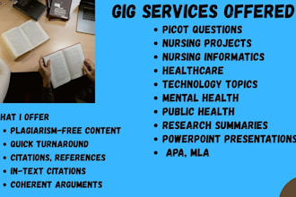 do nursing, informatics, mental health, public health picot and PPT presentation