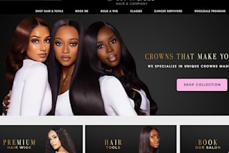 design eye catching hair extension shopify store hair extension website