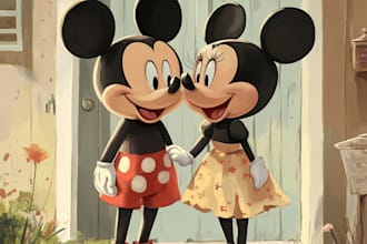make a disney cartoon illustration for gift