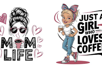 do amazing retro t shirt lady coffee shop logo