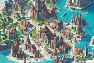 rpg map, fantasy map, map animation, dnd map, low poly vecto