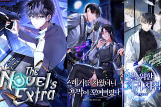 anime webtoon cover, light novel manhwa, anime ebook cover, shonen anime manga