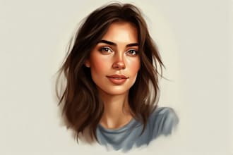 draw realistic oil painting digital portrait from your photo