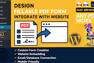 design fillable pdf form integrate wth website embed pdf form HTML wordpress PHP