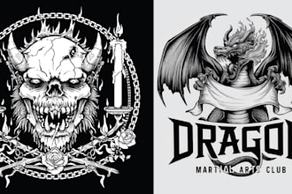 do vintage dragon martial arts club emblem logo design