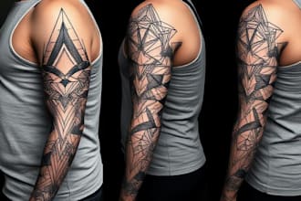 create sleeve tattoo design in geometric style