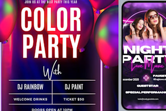 design professional event flyers, party social media posts, club flyers design