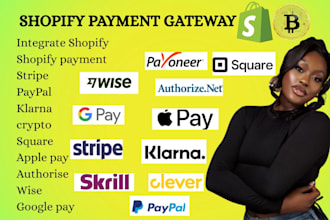 integrate shopify payment gateway klarna stripe paypal crypto payment square