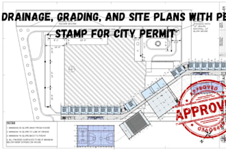 design drainage, grading, and site plans with pe stamp for city permit