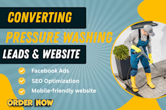 generate exclusive pressure washing leads via facebook ads, cleaning website
