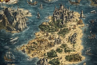 design your modern  fantasy map, vector maps, rv maps, events, or city maps in