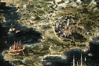 create a  fantasy map, vector map illustration for events, festivals,