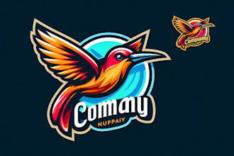 create a clean beautiful hummingbird mascot logo design in 12 hours