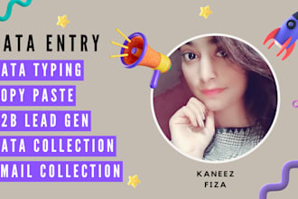 data entry, internet research and emails collection in 1 hour