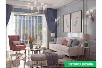 interior design living room, dining room, home decorator, 3d renders with VR