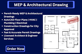 do permit drawing for hvac electrical, plumbing mep, construction in autocad